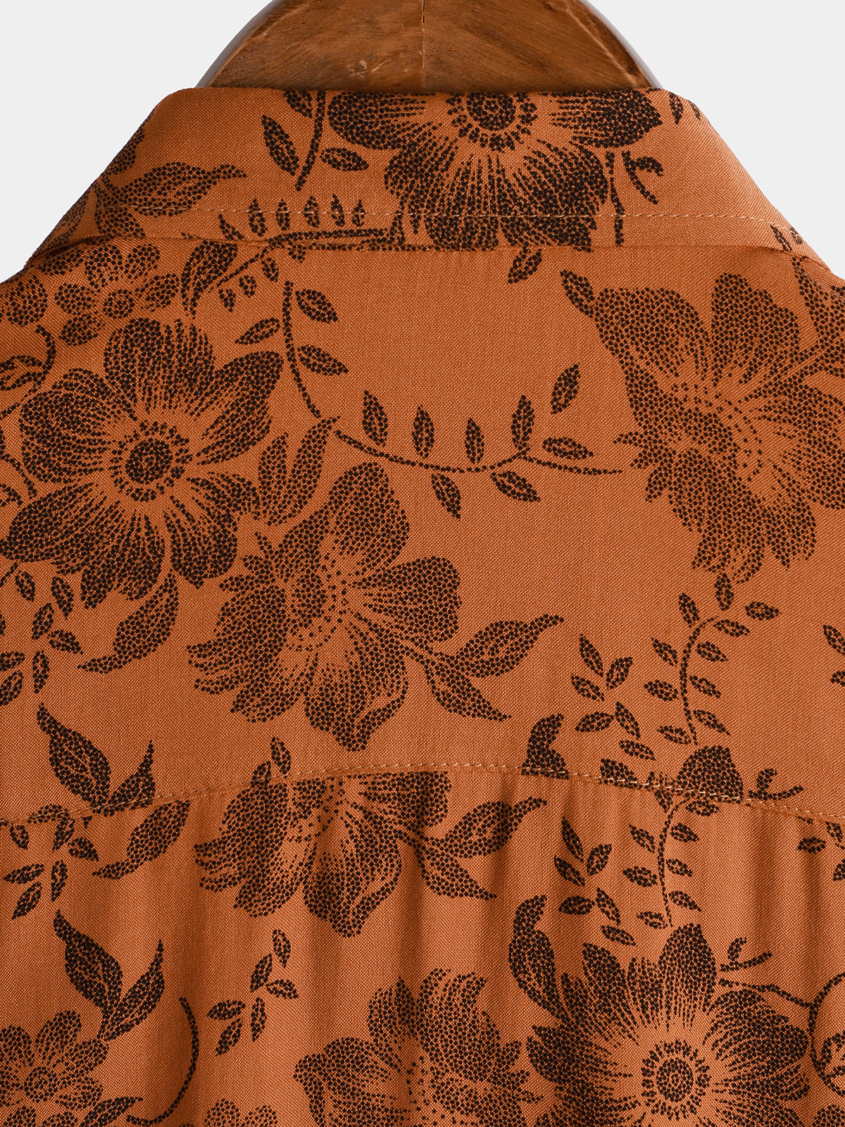 Chemise pour Homme à Manches Courtes avec Boutons, Imprimé Floral Marron Vintage, Respirante pour les Vacances