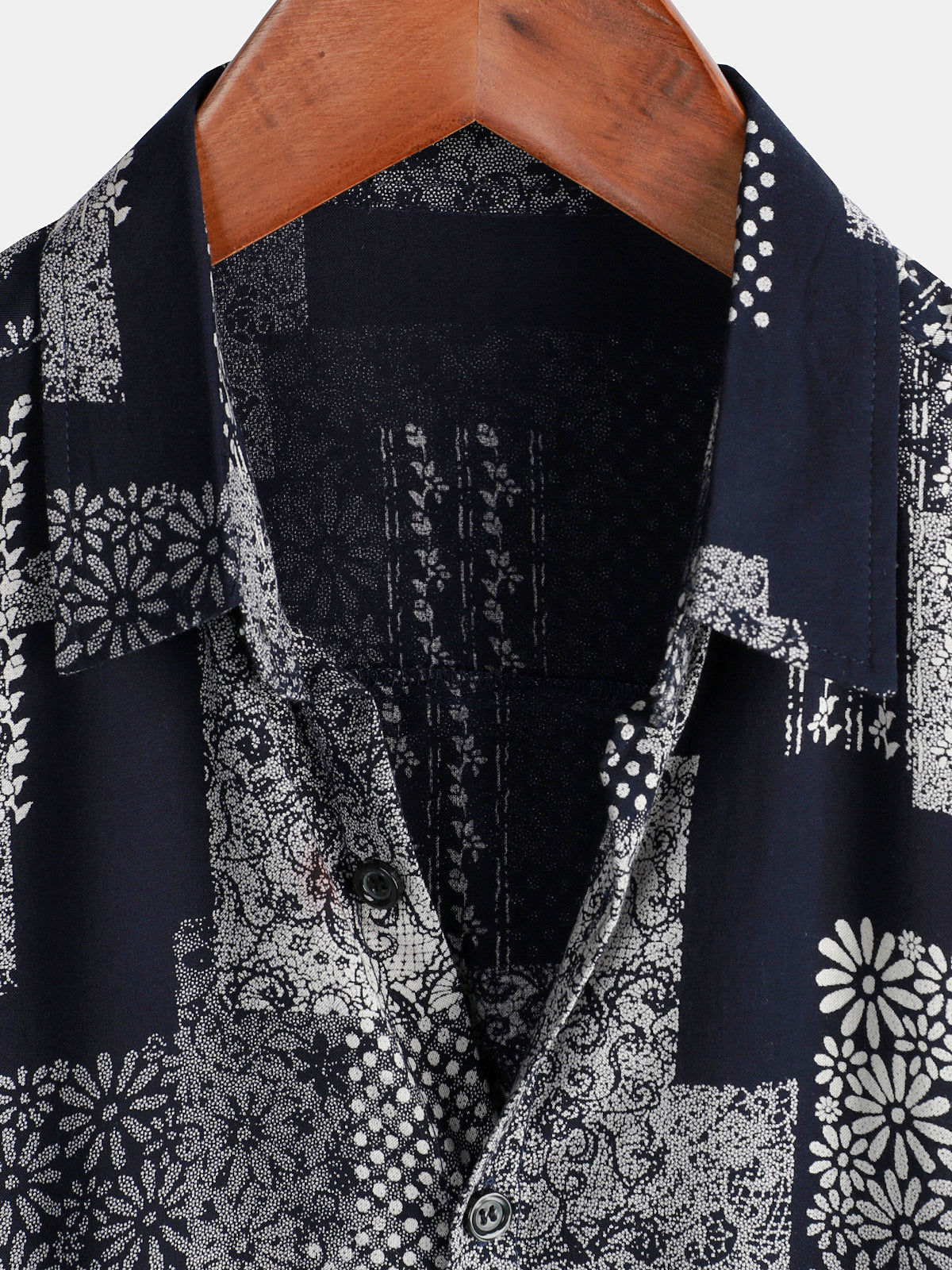 Chemise Homme à Manches Courtes avec Boutons, Imprimé de Patches, Floral, Vintage, Rétro, pour les Vacances