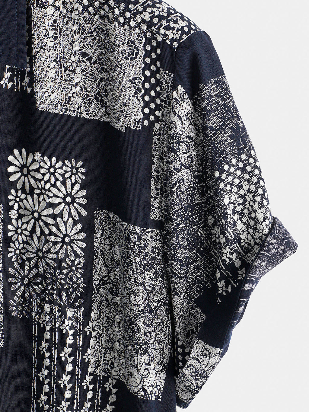 Chemise Homme à Manches Courtes avec Boutons, Imprimé de Patches, Floral, Vintage, Rétro, pour les Vacances