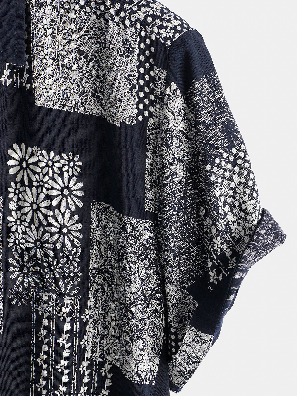 Chemise Homme à Manches Courtes avec Boutons, Imprimé de Patches, Floral, Vintage, Rétro, pour les Vacances