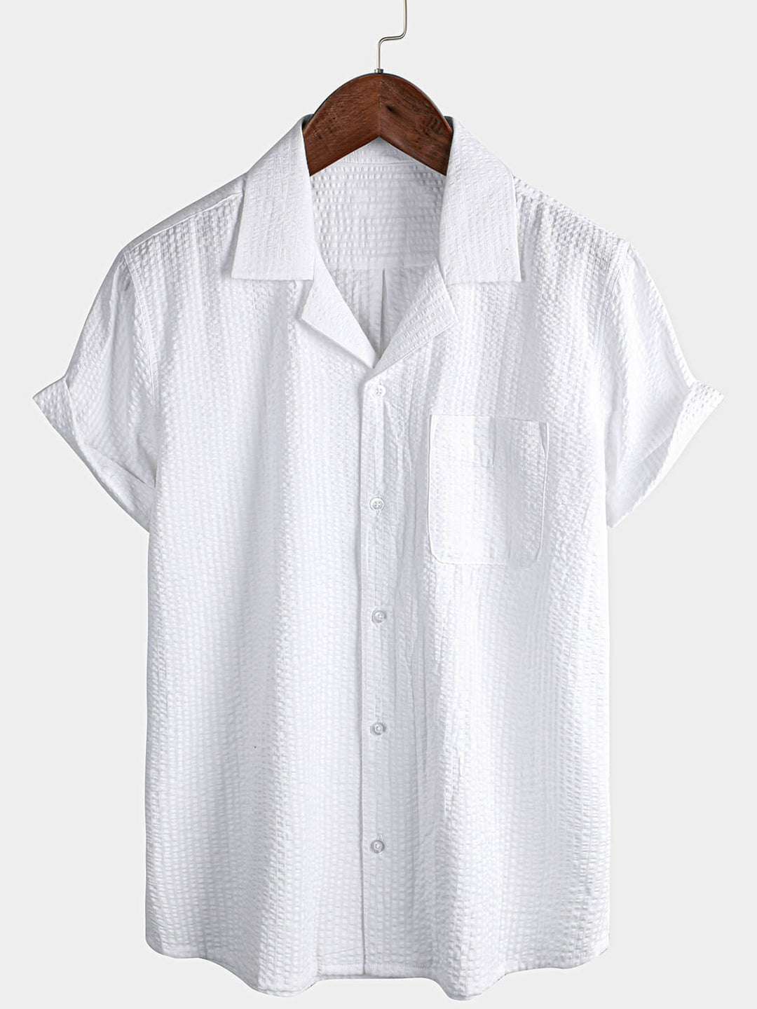 Chemise boutonnée décontractée à manches courtes pour homme 100 % coton avec poche d&