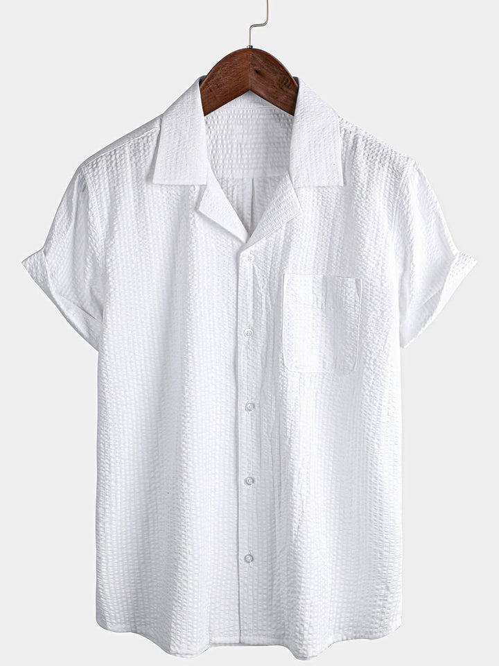 Chemise boutonnée décontractée à manches courtes pour homme 100 % coton avec poche d&