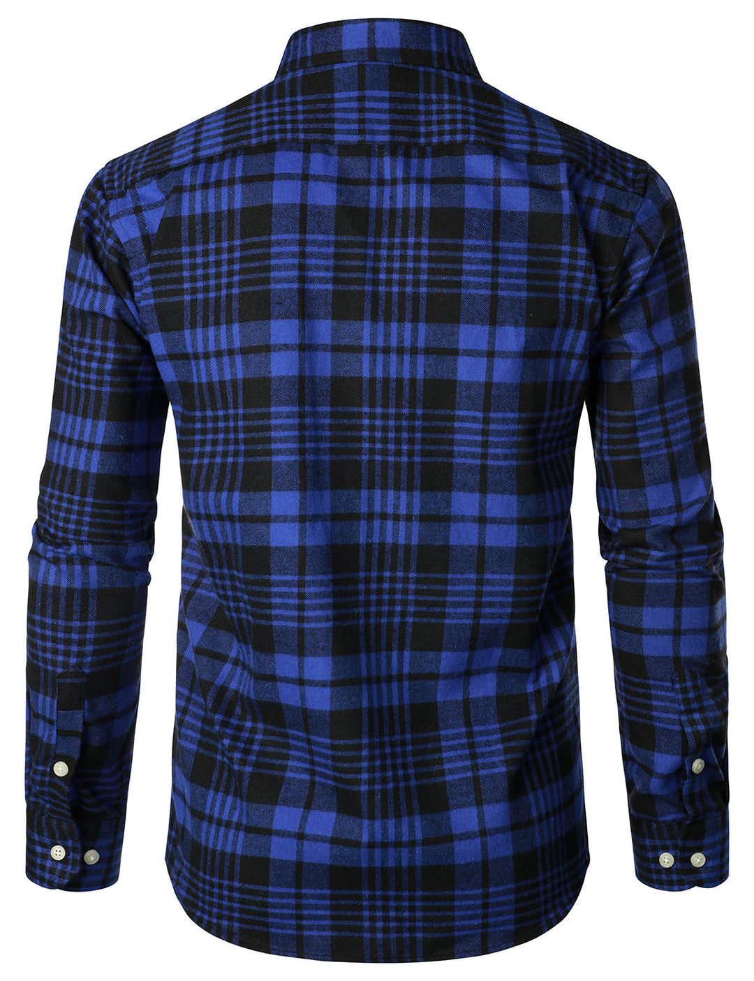 Chemise décontractée à carreaux en flanelle à double poche pour hommes