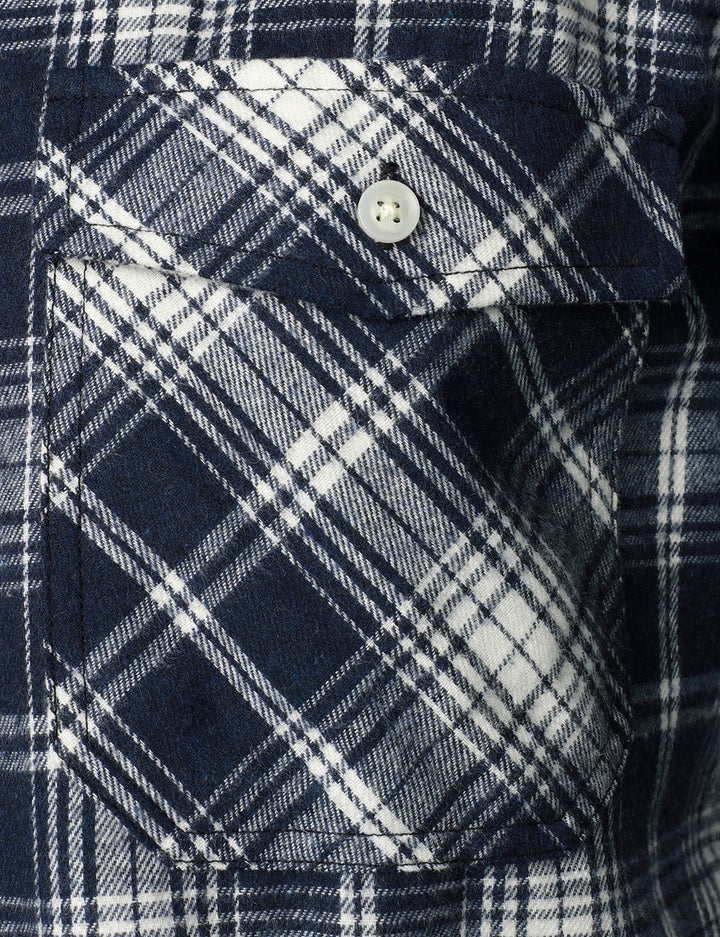 Chemise décontractée à carreaux en flanelle à double poche pour hommes
