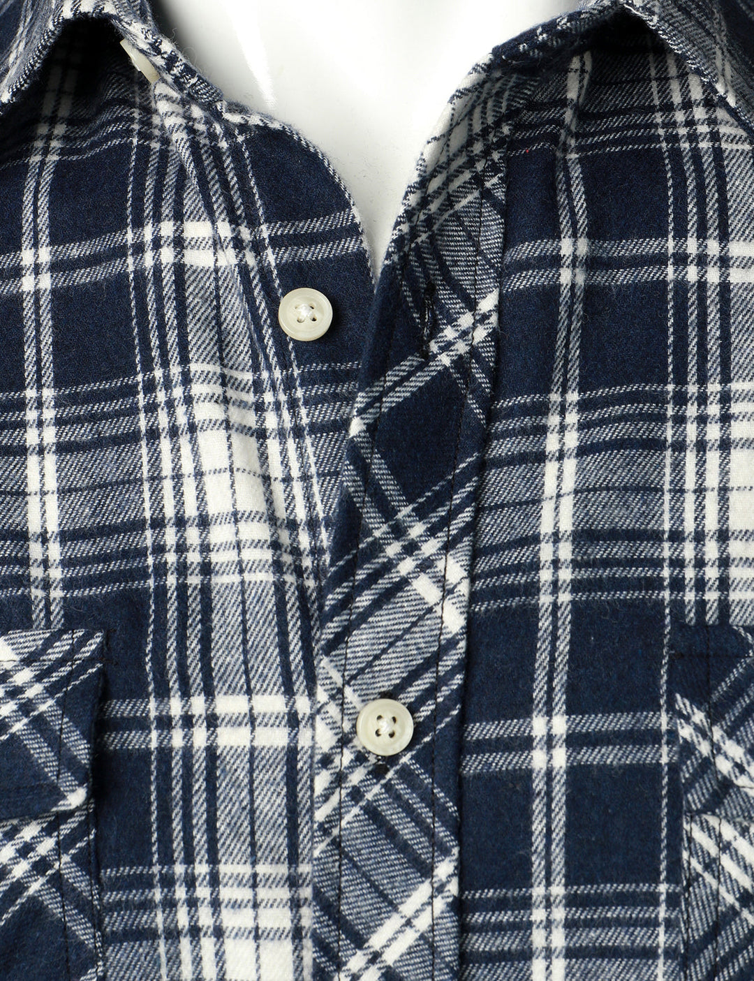 Chemise décontractée à carreaux en flanelle à double poche pour hommes