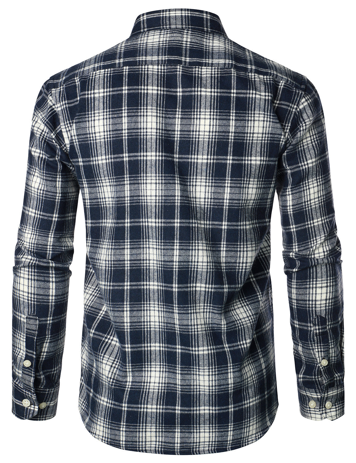 Chemise décontractée à carreaux en flanelle à double poche pour hommes