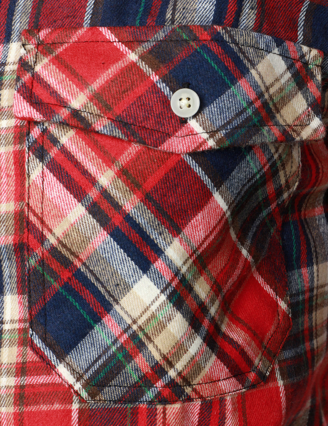 Chemise décontractée à carreaux en flanelle à double poche pour hommes