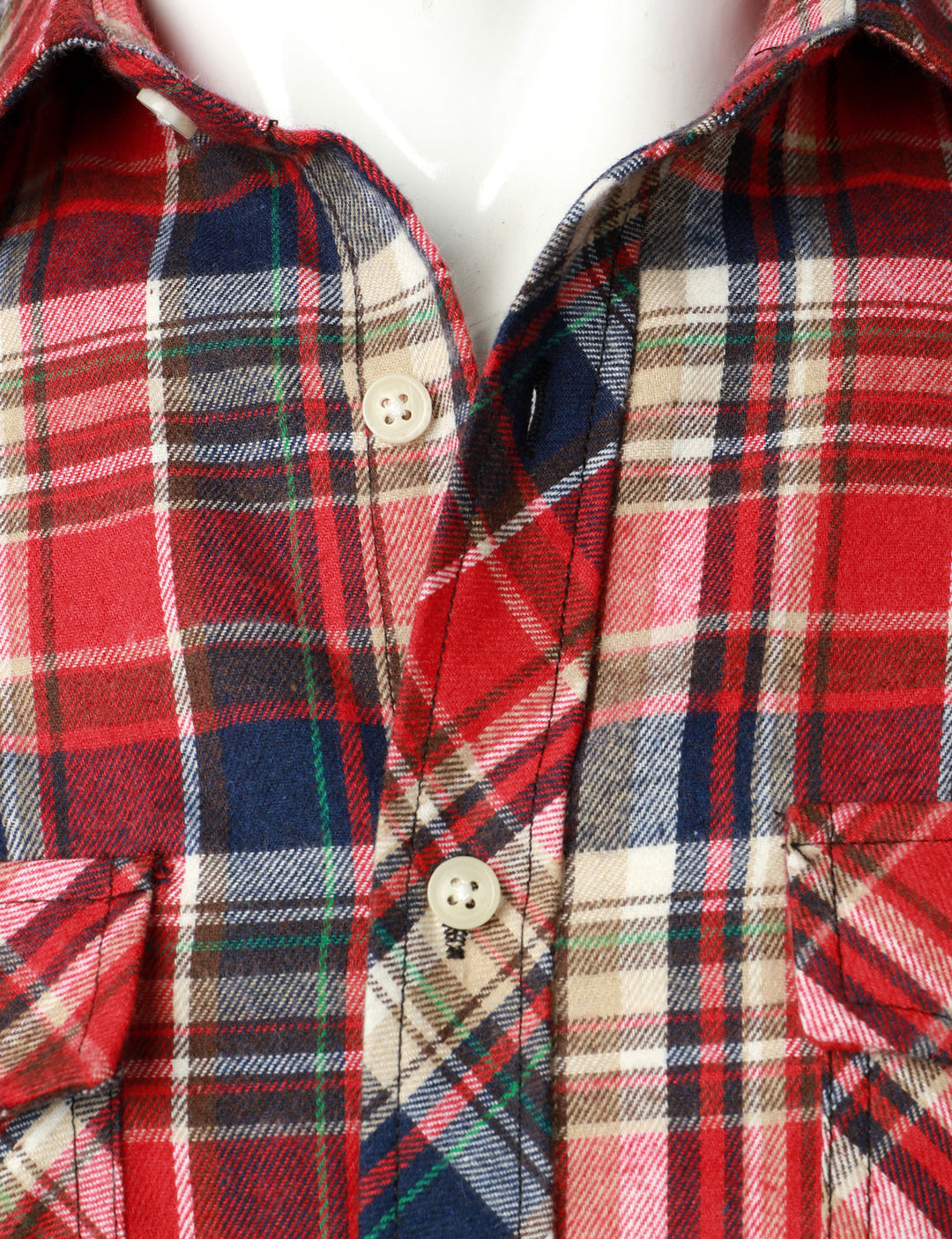 Chemise décontractée à carreaux en flanelle à double poche pour hommes
