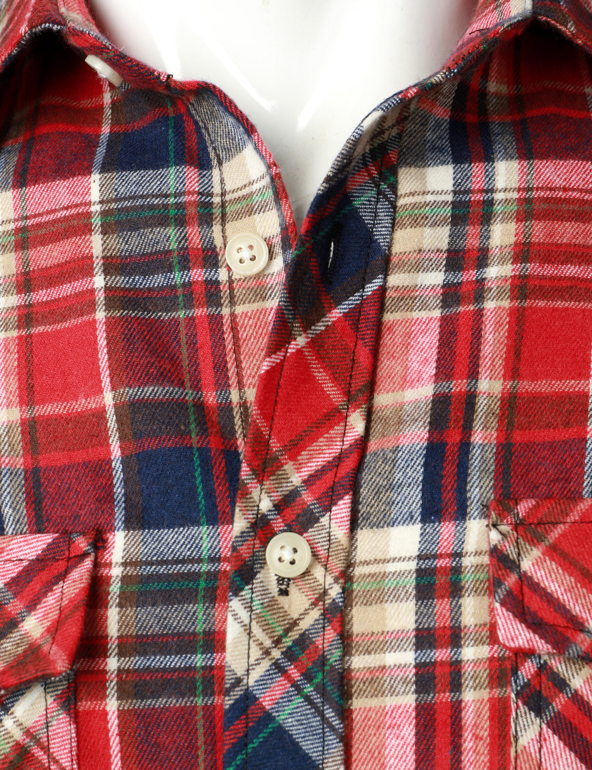 Chemise décontractée à carreaux en flanelle à double poche pour hommes