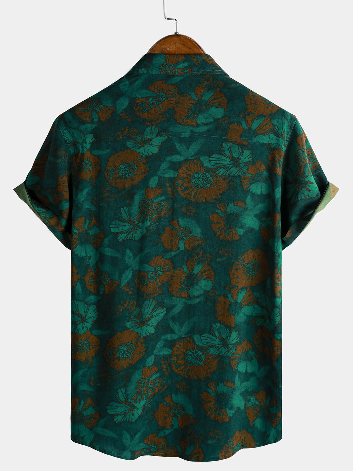 Chemise à manches courtes en rayonne à imprimé floral rétro pour homme