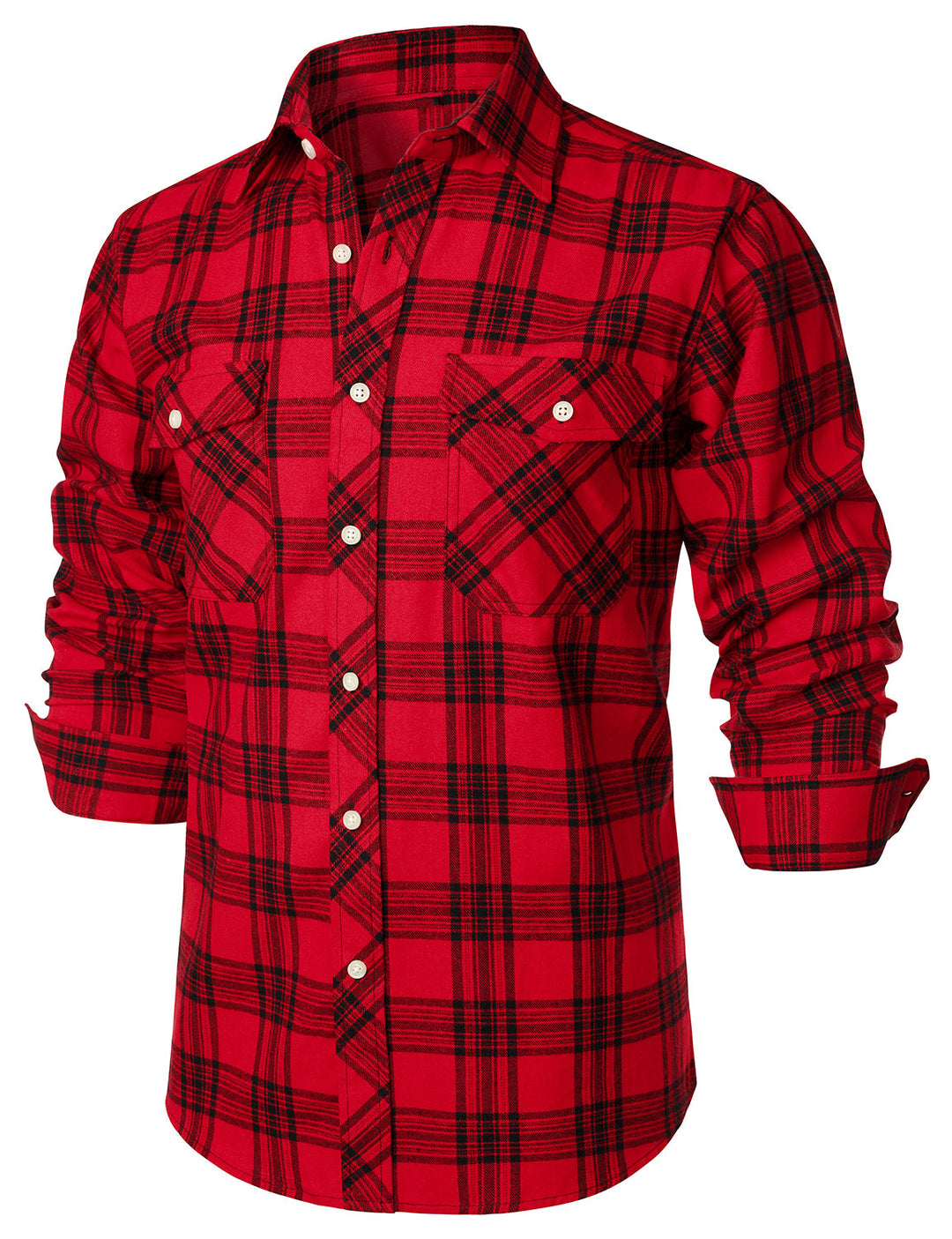 Chemise à carreaux à double poche boutonnée à carreaux pour hommes à manches longues automne hiver