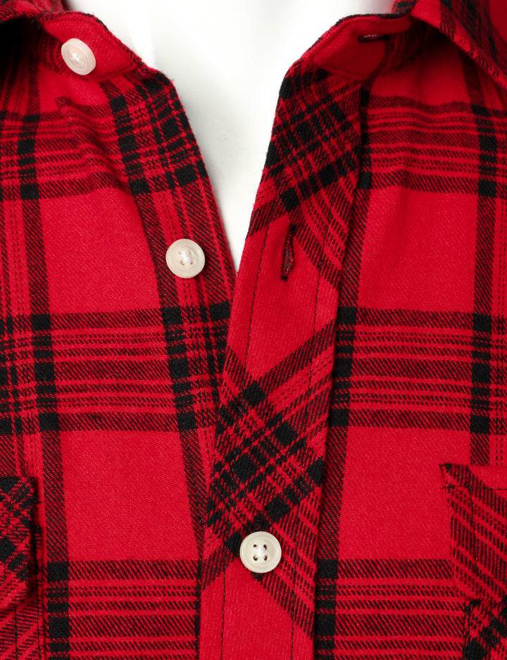 Chemise à carreaux à double poche boutonnée à carreaux pour hommes à manches longues automne hiver
