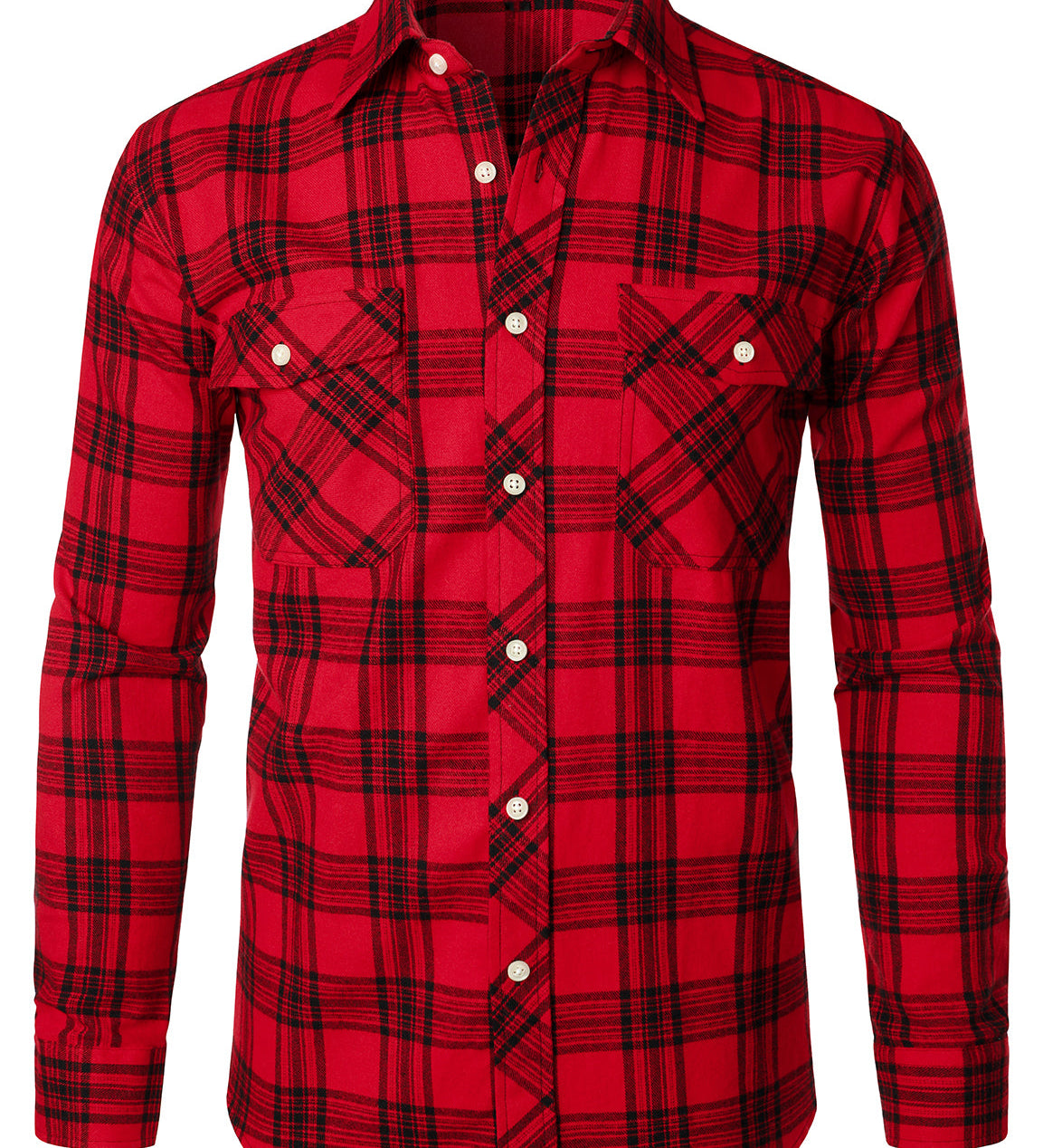 Chemise à carreaux à double poche boutonnée à carreaux pour hommes à manches longues automne hiver