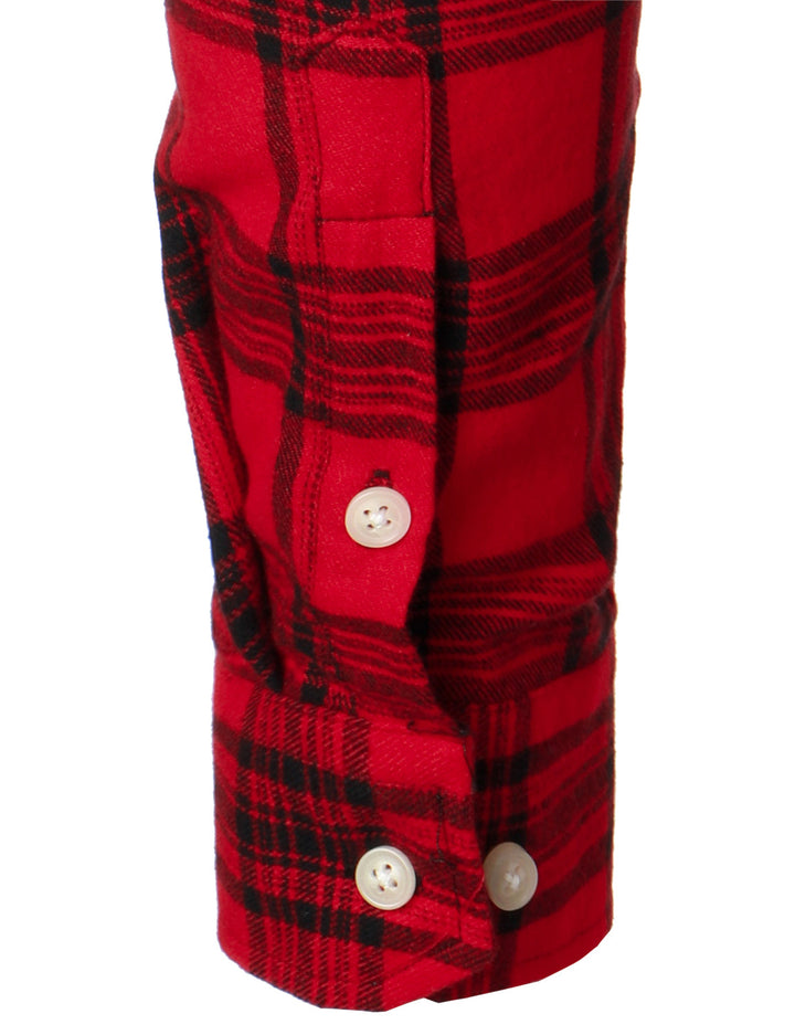 Chemise à carreaux à double poche boutonnée à carreaux pour hommes à manches longues automne hiver