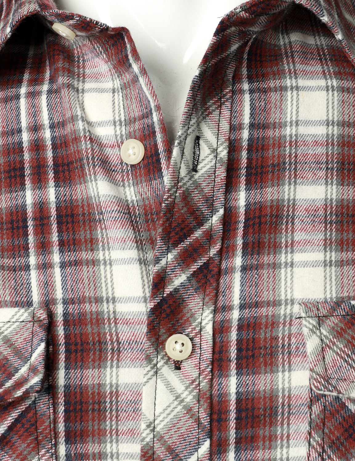 Chemise décontractée à carreaux en flanelle à double poche pour hommes