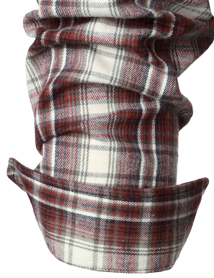 Chemise décontractée à carreaux en flanelle à double poche pour hommes
