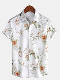 Chemise hawaïenne à manches courtes en coton à imprimé floral pour homme