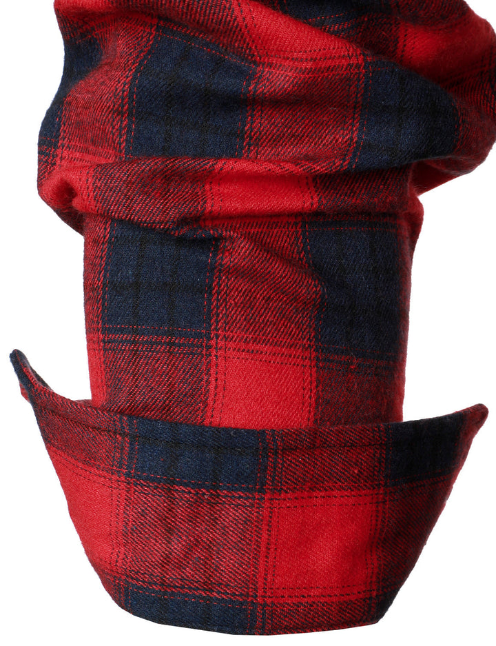 Chemise décontractée à carreaux en flanelle à double poche pour hommes