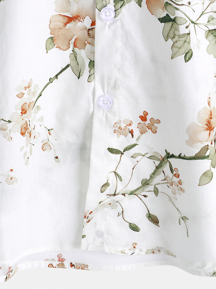 Chemise hawaïenne à manches courtes en coton à imprimé floral pour homme