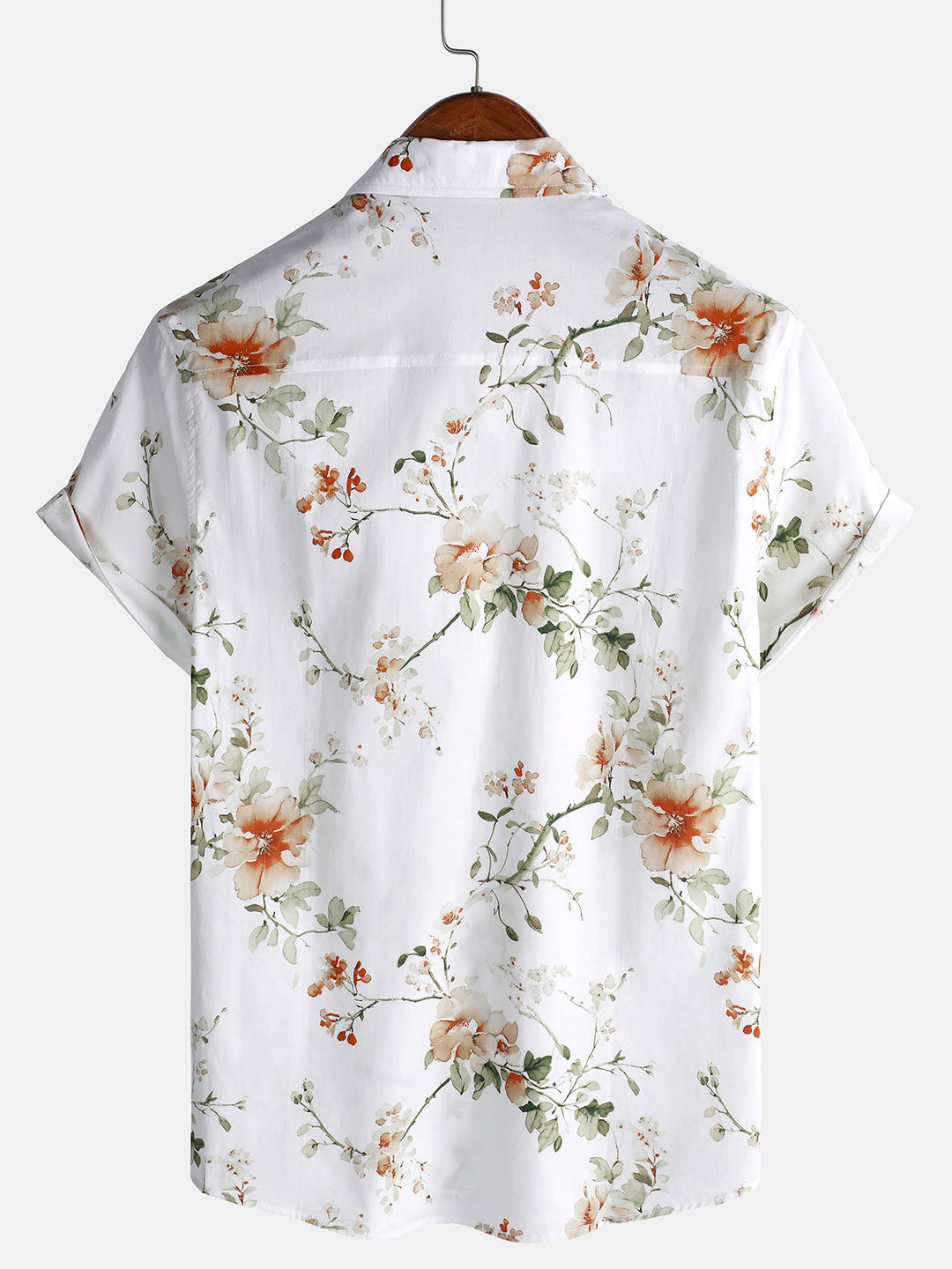Chemise hawaïenne à manches courtes en coton à imprimé floral pour homme