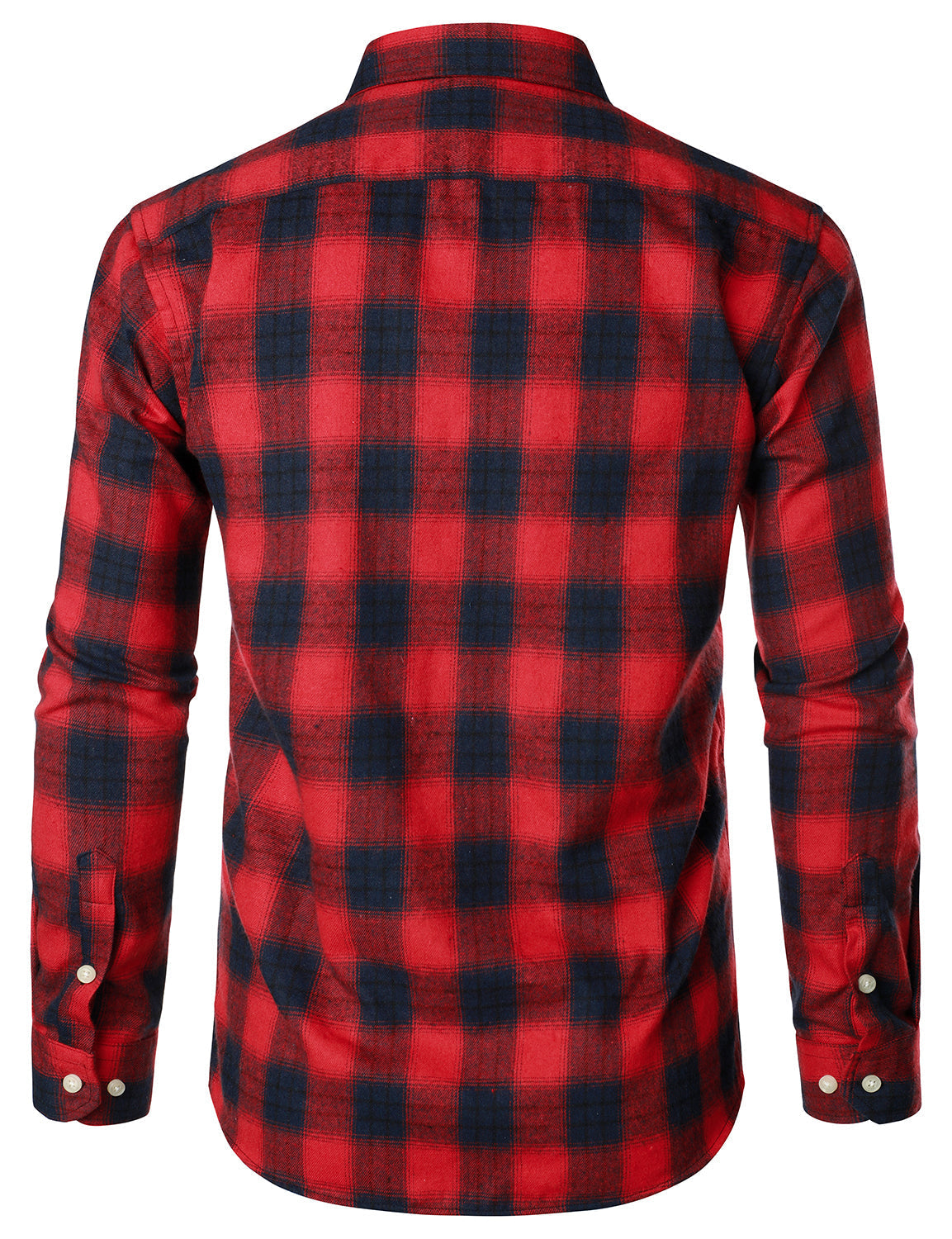 Chemise décontractée à carreaux en flanelle à double poche pour hommes