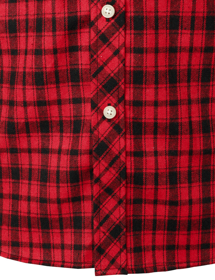 Chemise à carreaux en flanelle à double poche pour hommes