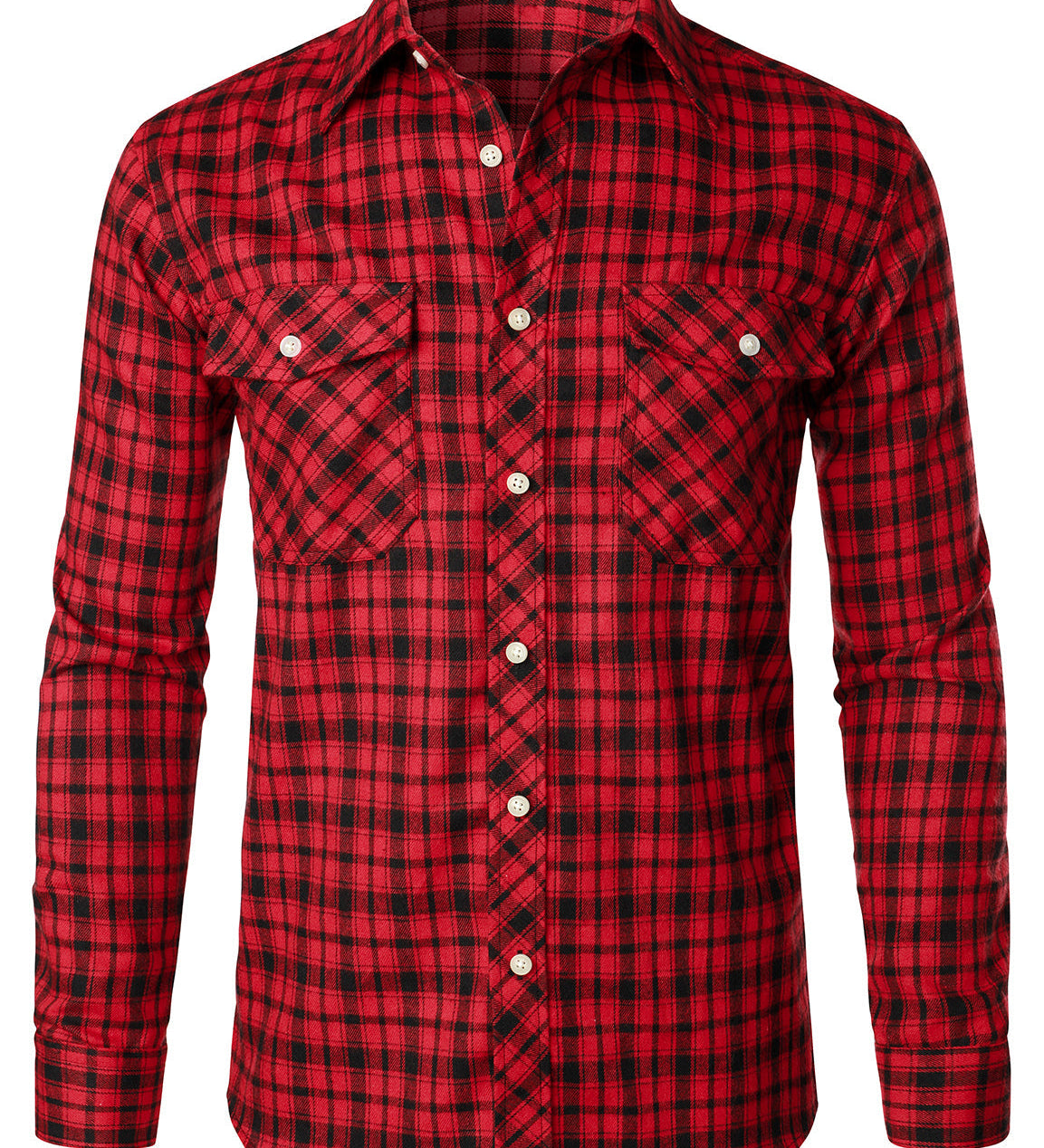 Chemise à carreaux en flanelle à double poche pour hommes