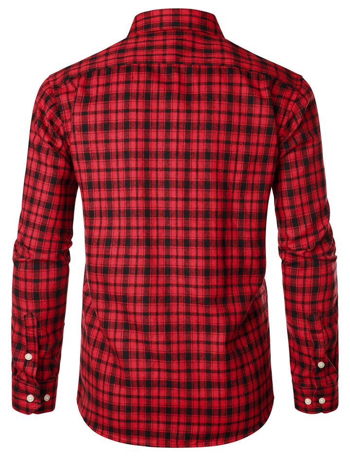 Chemise à carreaux en flanelle à double poche pour hommes