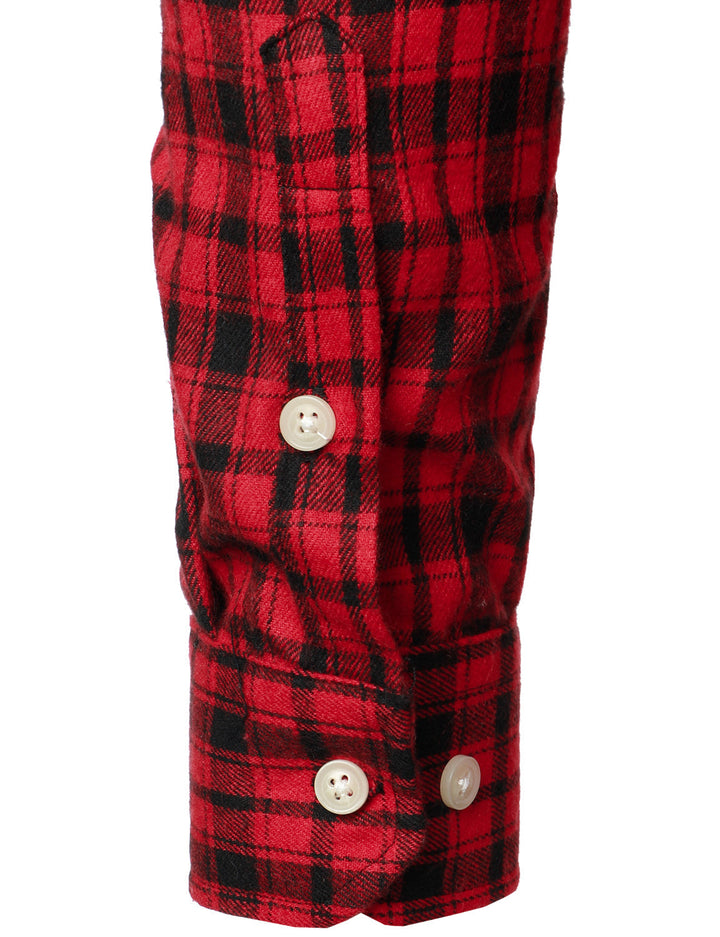 Chemise à carreaux en flanelle à double poche pour hommes