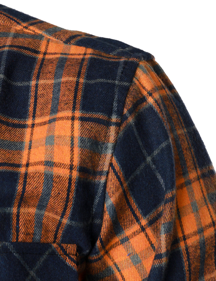 Chemise décontractée à carreaux en flanelle à double poche pour hommes
