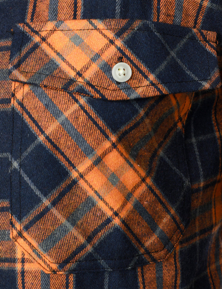 Chemise décontractée à carreaux en flanelle à double poche pour hommes