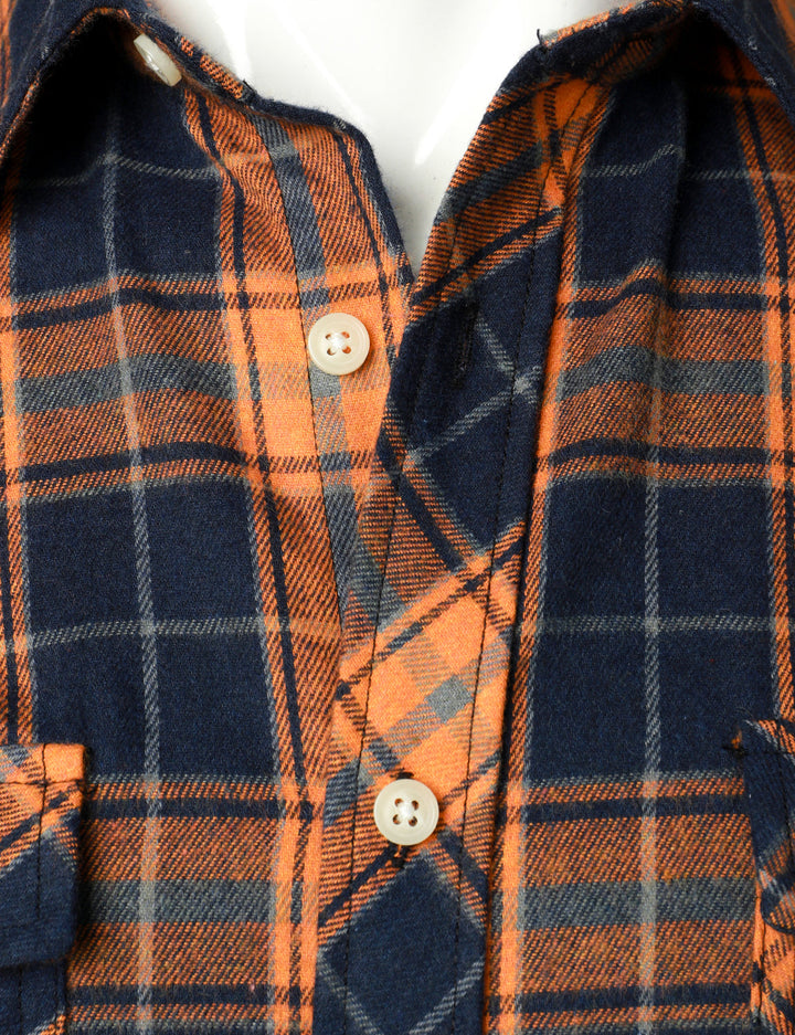 Chemise décontractée à carreaux en flanelle à double poche pour hommes