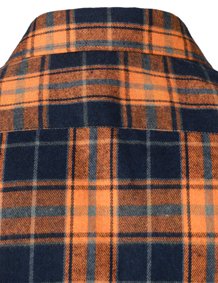 Chemise décontractée à carreaux en flanelle à double poche pour hommes