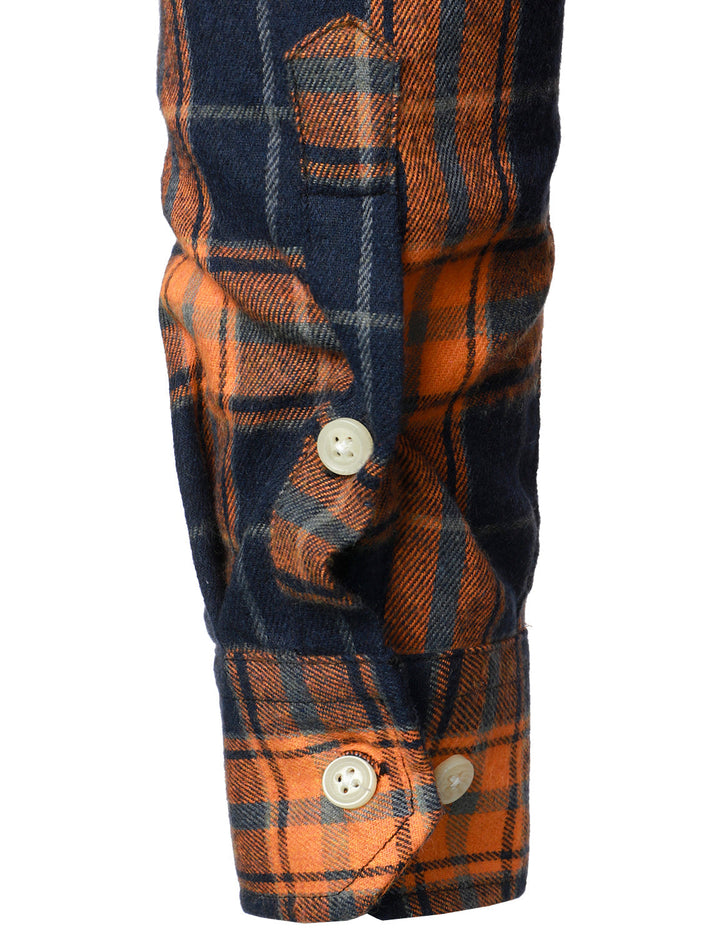 Chemise décontractée à carreaux en flanelle à double poche pour hommes