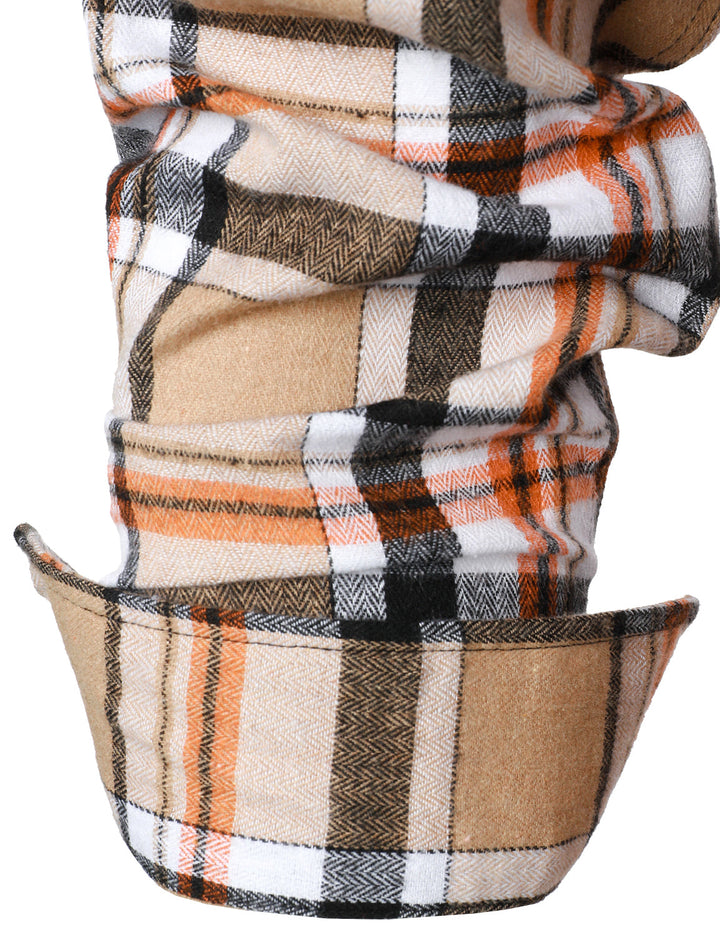 Chemise à carreaux à double poche boutonnée à carreaux pour hommes à manches longues automne hiver