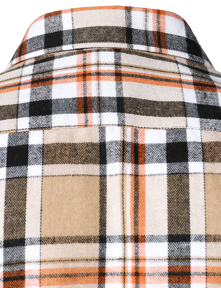 Chemise à carreaux à double poche boutonnée à carreaux pour hommes à manches longues automne hiver