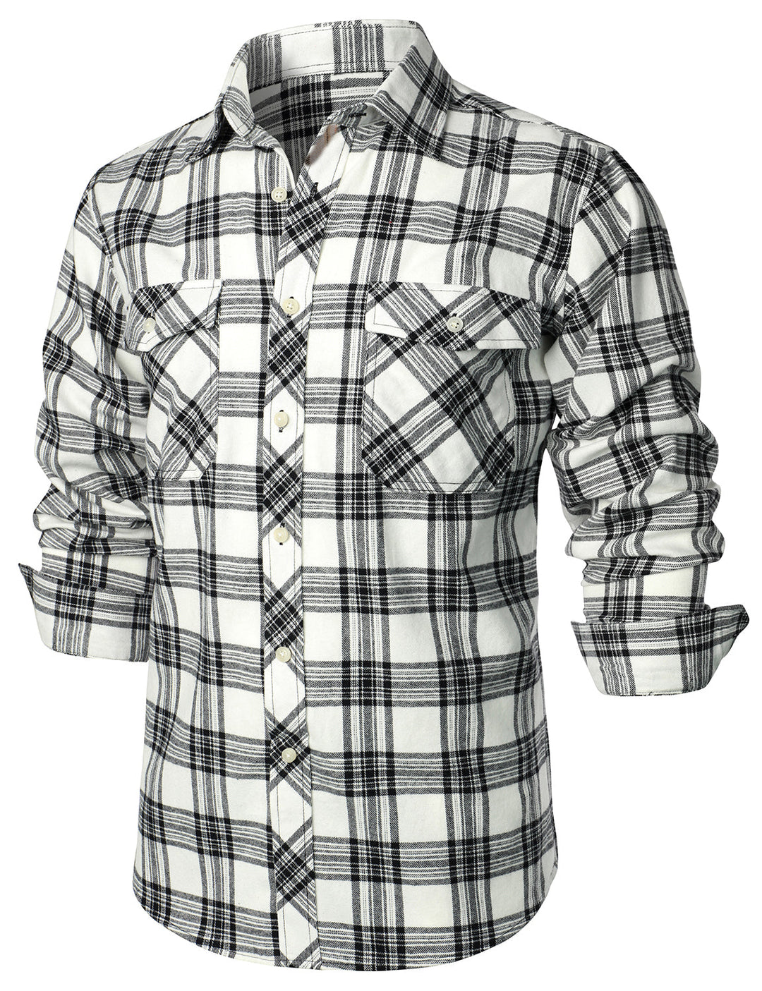 Chemise à carreaux à double poche boutonnée à carreaux pour hommes à manches longues automne hiver