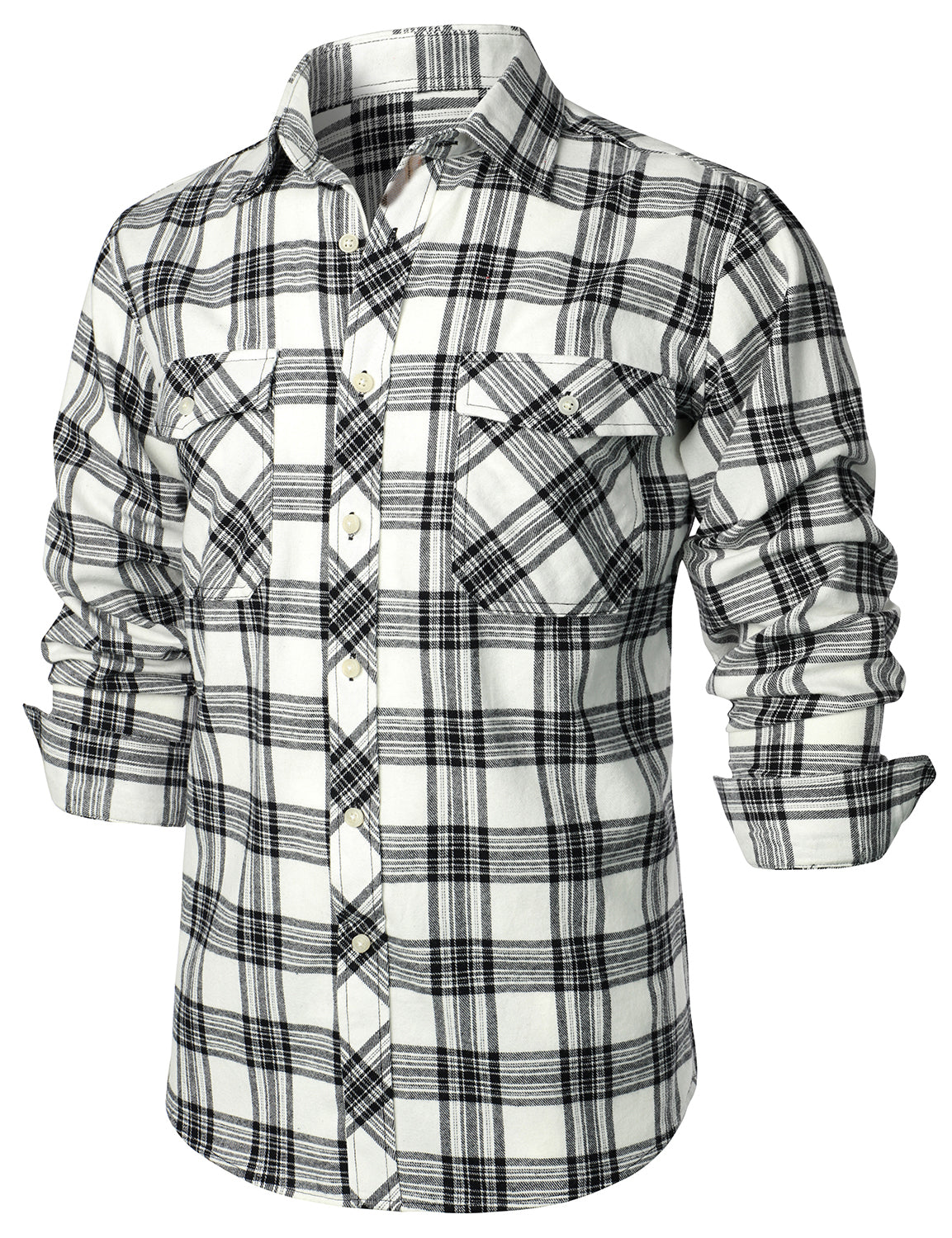 Chemise à carreaux à double poche boutonnée à carreaux pour hommes à manches longues automne hiver
