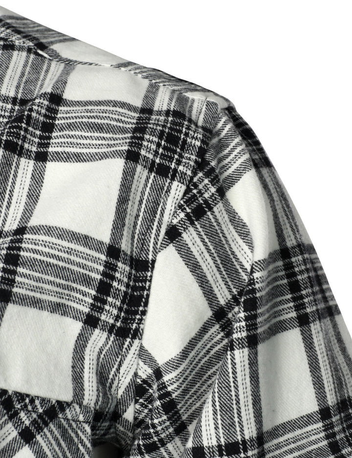 Chemise à carreaux à double poche boutonnée à carreaux pour hommes à manches longues automne hiver