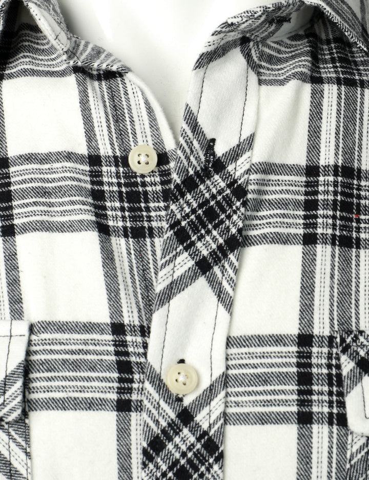 Chemise à carreaux à double poche boutonnée à carreaux pour hommes à manches longues automne hiver