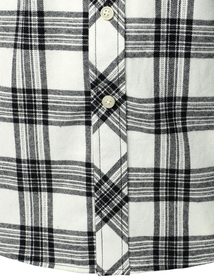 Chemise à carreaux à double poche boutonnée à carreaux pour hommes à manches longues automne hiver