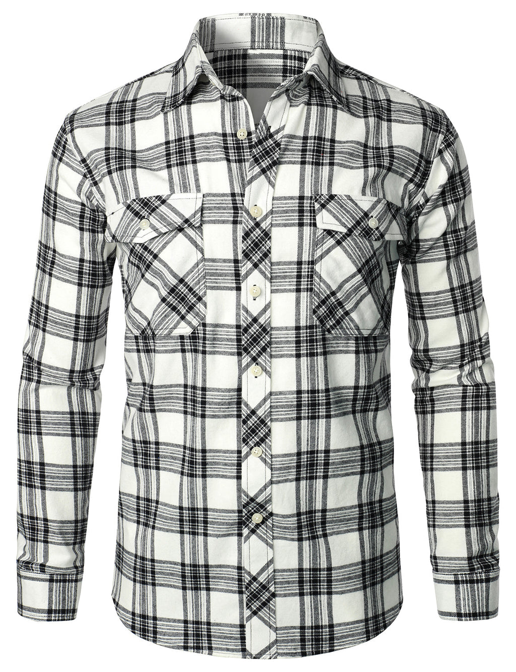 Chemise à carreaux à double poche boutonnée à carreaux pour hommes à manches longues automne hiver