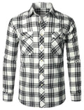 Chemise à carreaux à double poche boutonnée à carreaux pour hommes à manches longues automne hiver