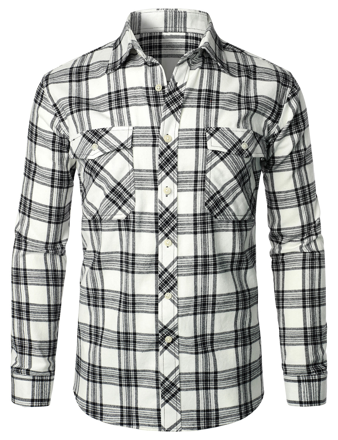 Chemise à carreaux à double poche boutonnée à carreaux pour hommes à manches longues automne hiver