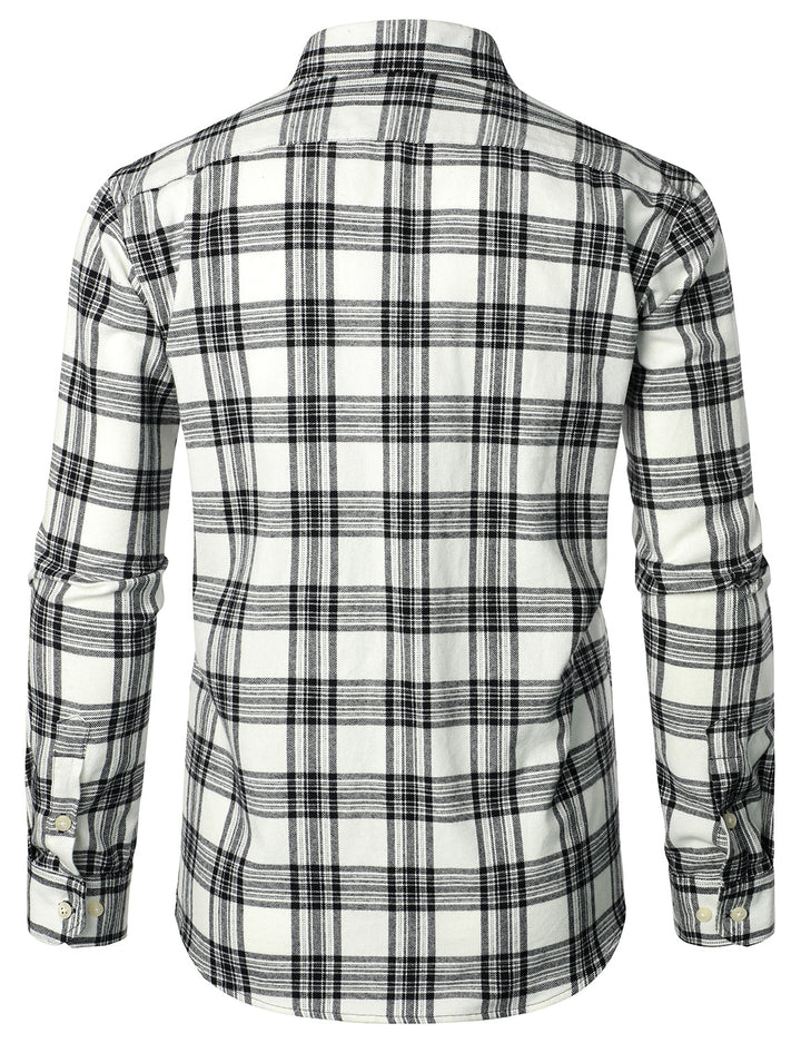 Chemise à carreaux à double poche boutonnée à carreaux pour hommes à manches longues automne hiver