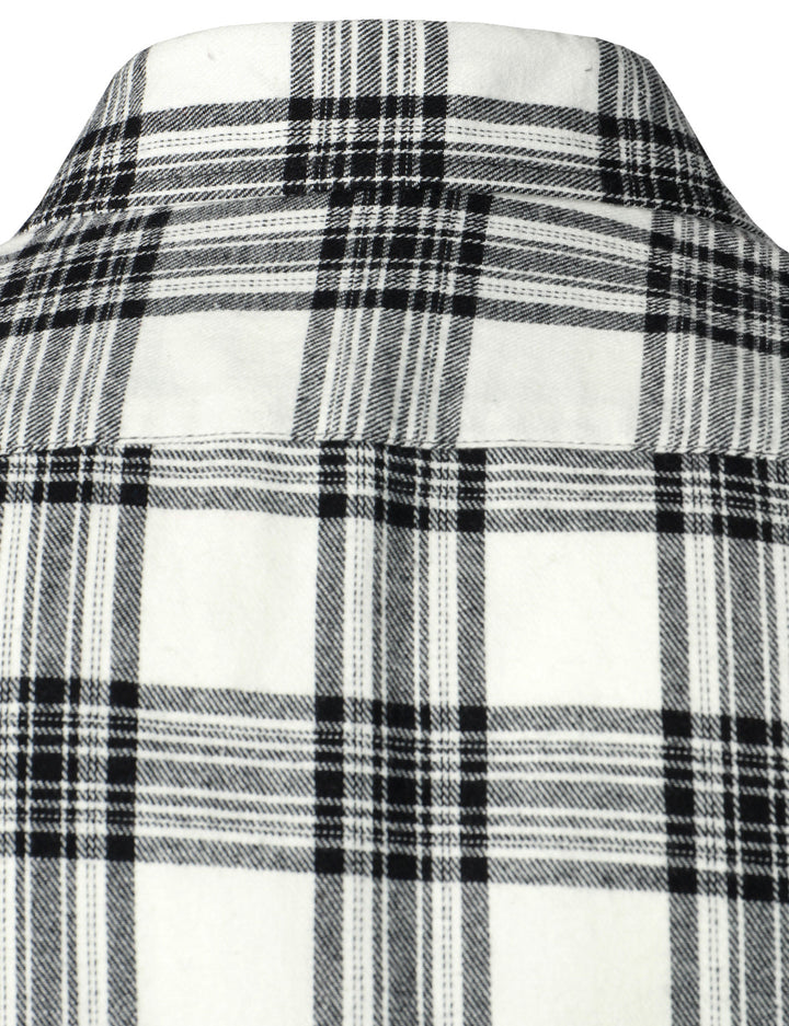 Chemise à carreaux à double poche boutonnée à carreaux pour hommes à manches longues automne hiver