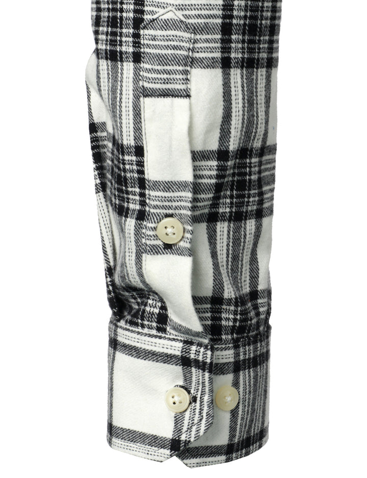 Chemise à carreaux à double poche boutonnée à carreaux pour hommes à manches longues automne hiver