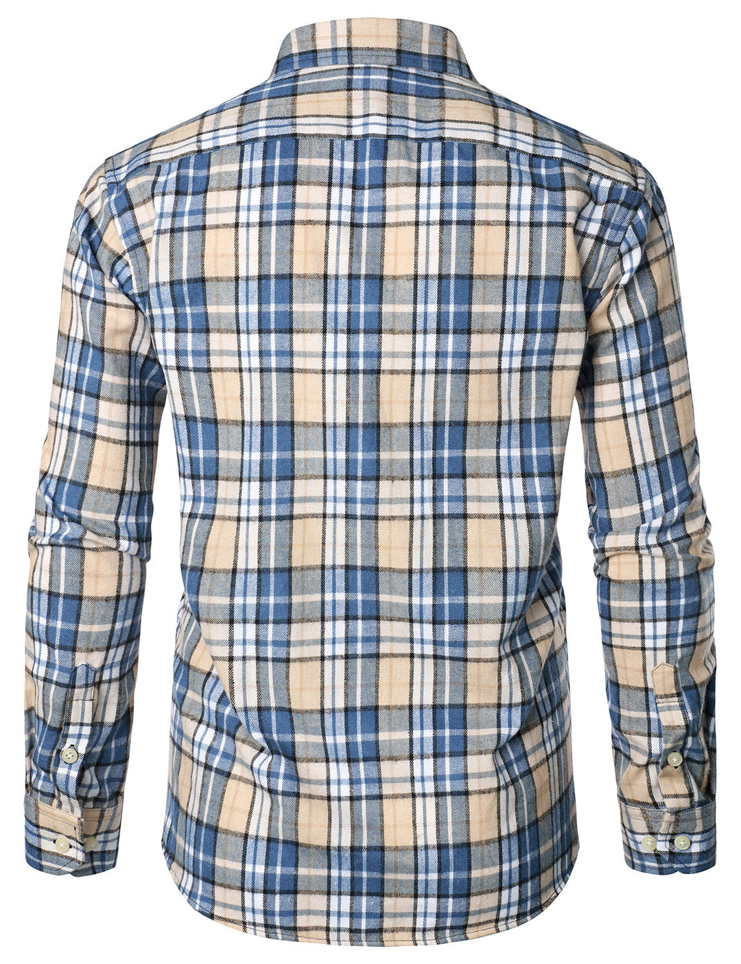 Chemise à carreaux à double poche boutonnée à carreaux pour hommes à manches longues automne hiver