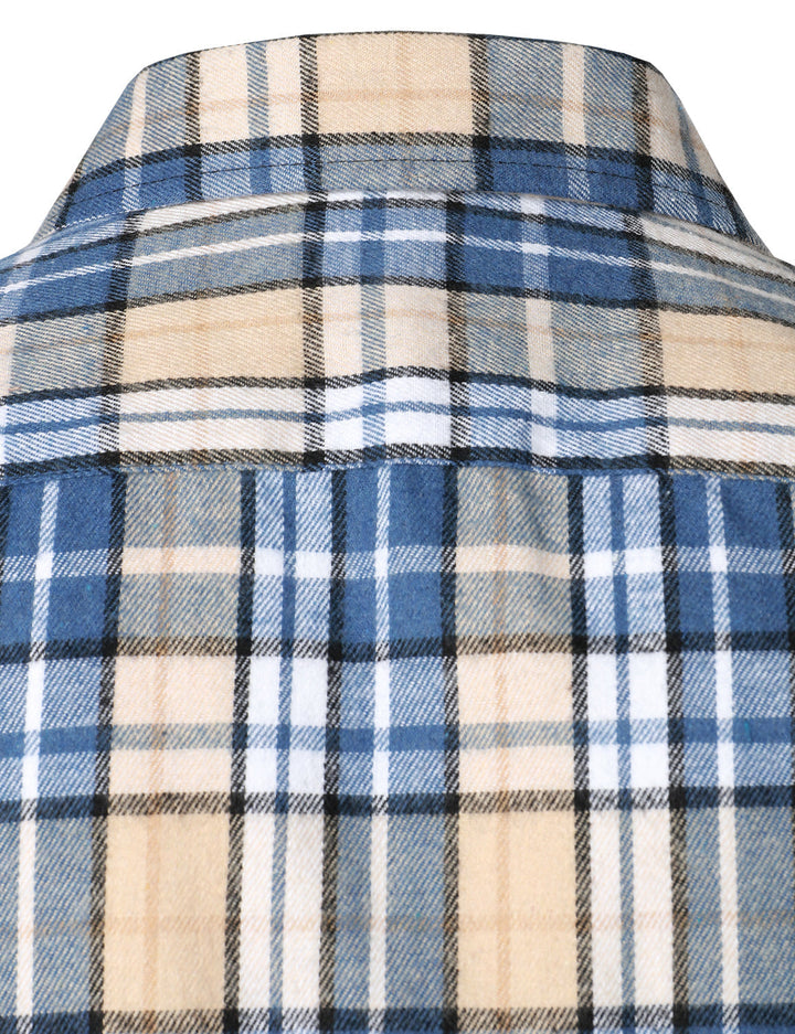 Chemise à carreaux à double poche boutonnée à carreaux pour hommes à manches longues automne hiver
