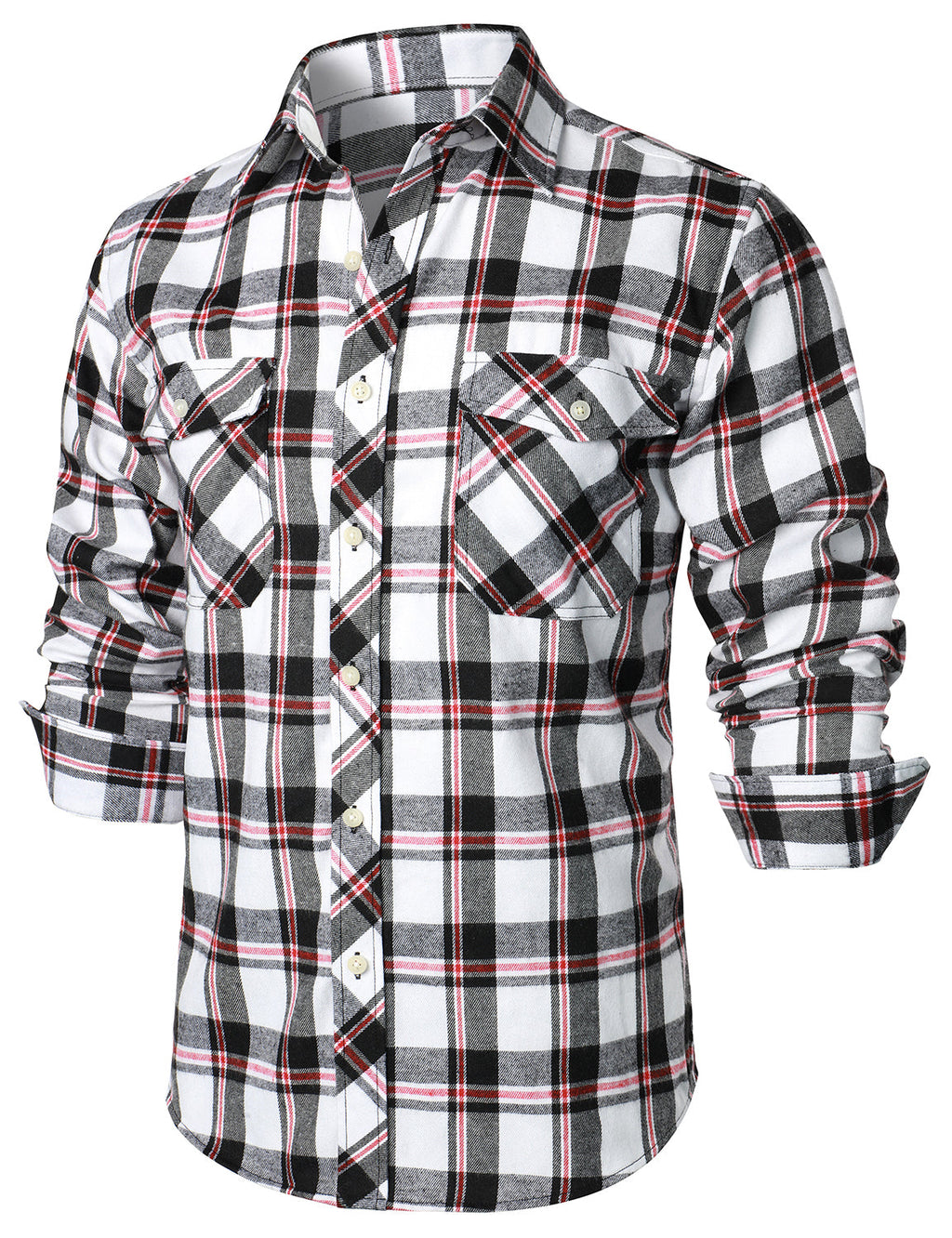 Chemise à carreaux en flanelle à double poche pour hommes